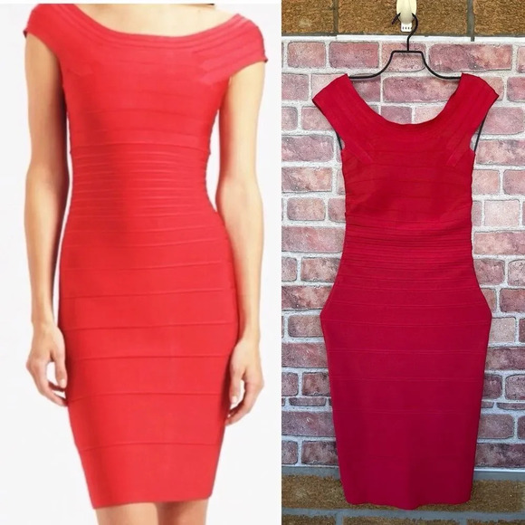 Hervé Léger Coral Bodycon Dress size XS - Picture 1 of 17